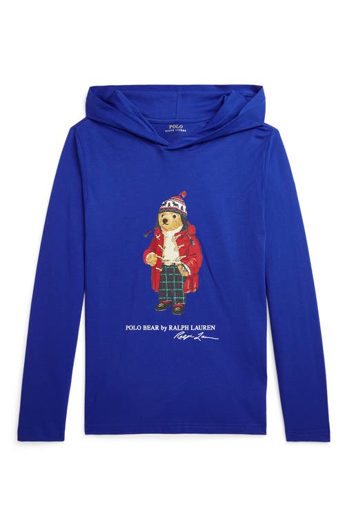 Ralph Lauren Kids' Hooded Long Sleeve Jersey T-Shirt in Heritage Royal 