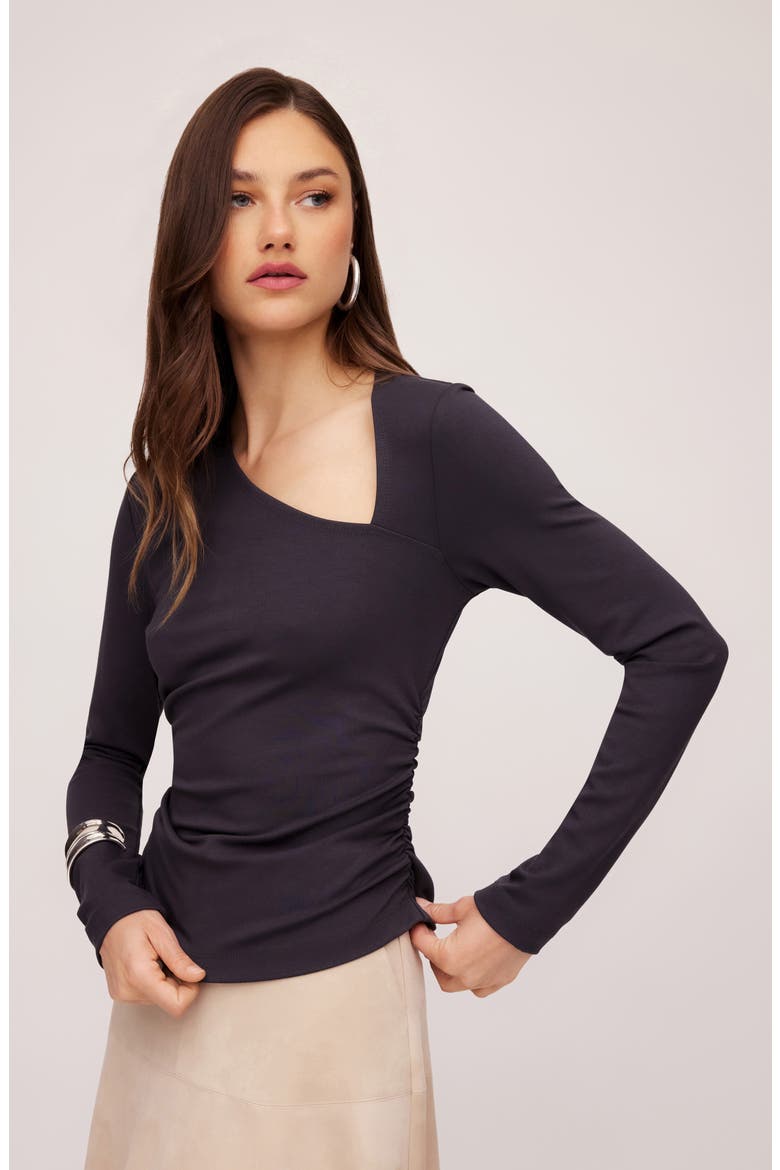 Shay Asymmetric Neck Long Sleeve Top, Alternate, color, GREEN