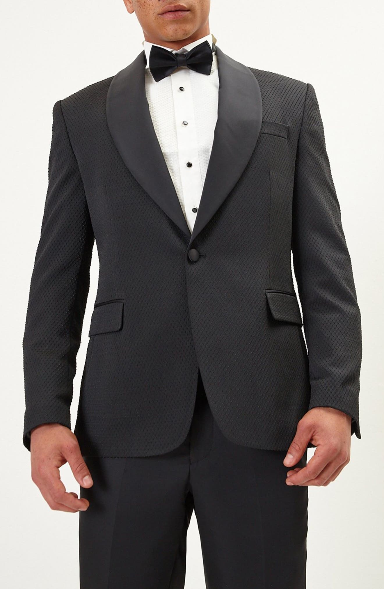 Swiss Dot Embroidered Tuxedo Jacket