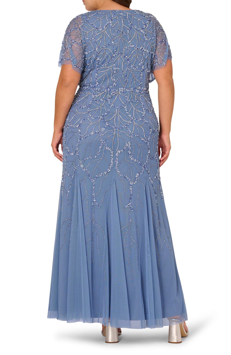 Adrianna Papell Beaded Mesh Gown, Alternate, color, 