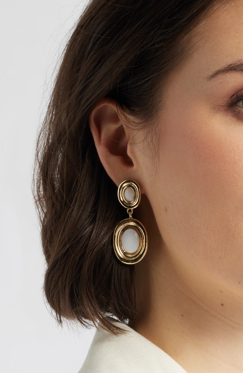 Nordstrom Oval Frame Shell Drop Earrings, Alternate, color, White- Gold