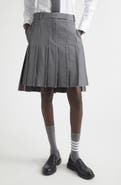 Thom Browne Pleated Low Rise Wool Seersucker Skirt