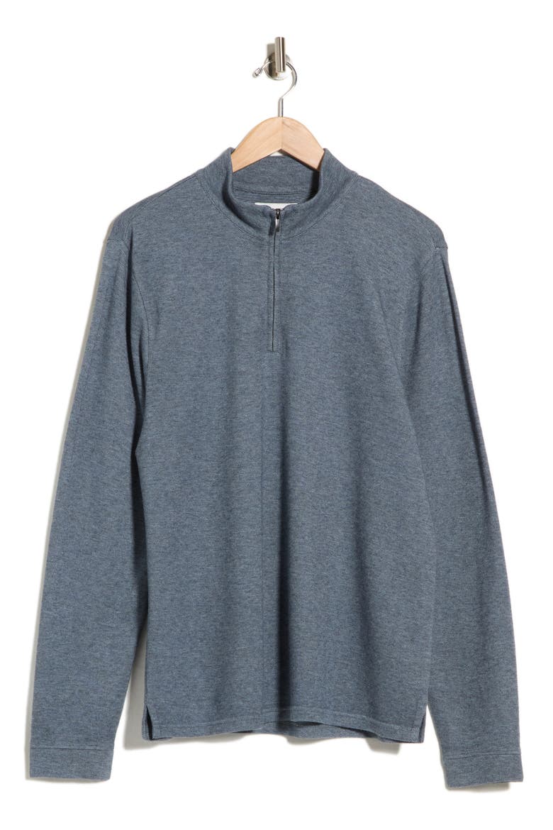 Piquè Quarter Zip Pullover, Alternate, color, BLUE TRADEWINDS NAVY