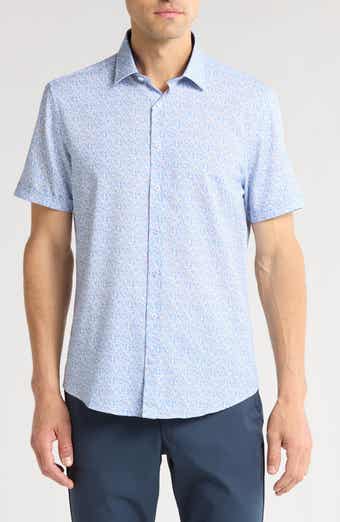 SOUL OF LONDON Short Sleeve Stretch Button-Up Sport Shirt