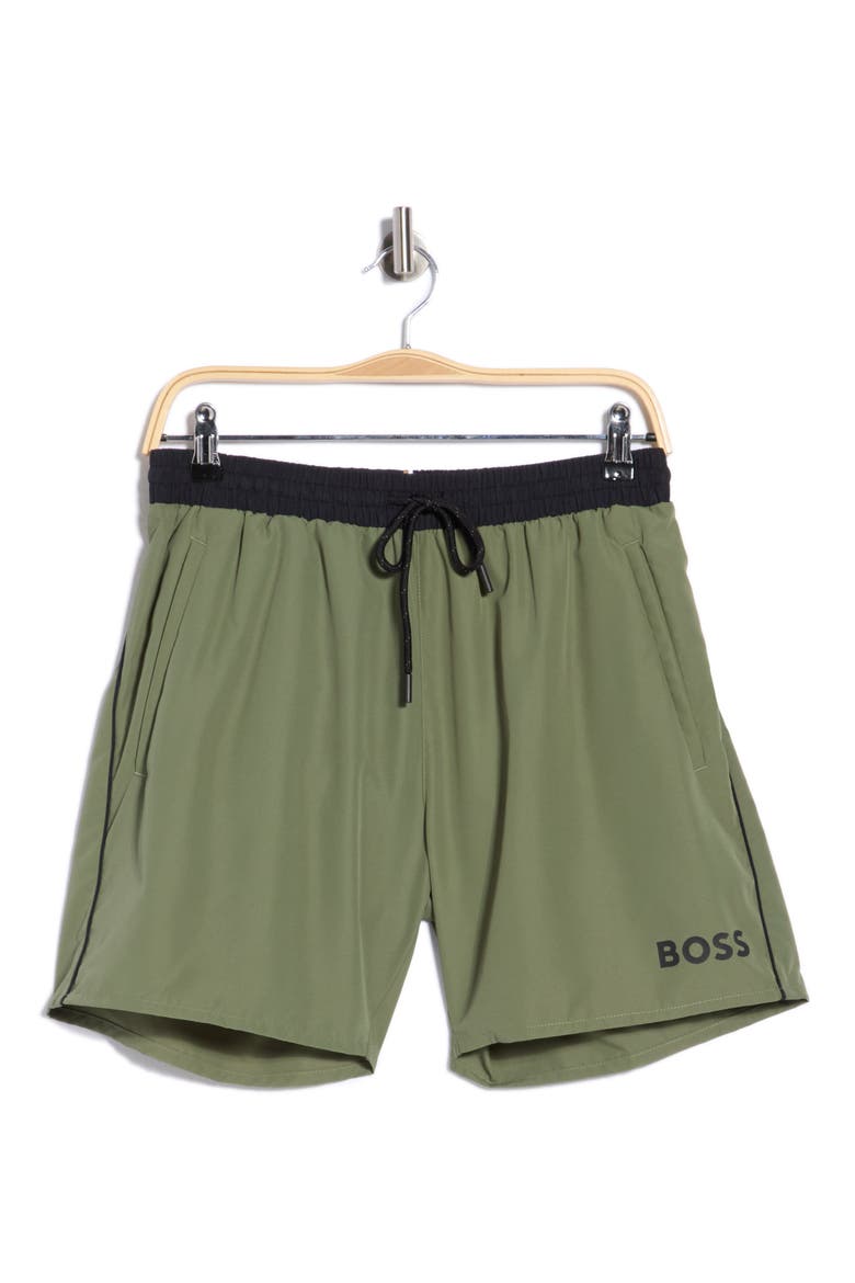 Starfish Swim Shorts, Alternate, color, GREEN