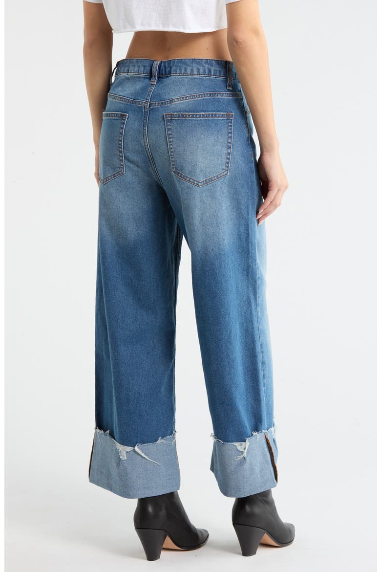 Cuffed Wide Leg Jeans, Alternate, color, MEDIUM WASH