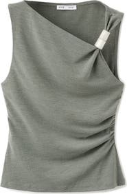 MANGO Bead Strap Detail Ruched Top