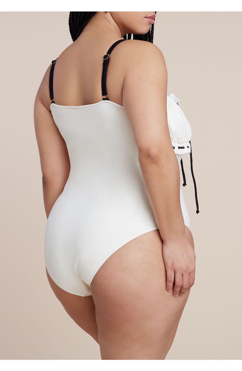 ELOQUII Ruched Bandeau One Piece, Alternate, color, Coconut Milk