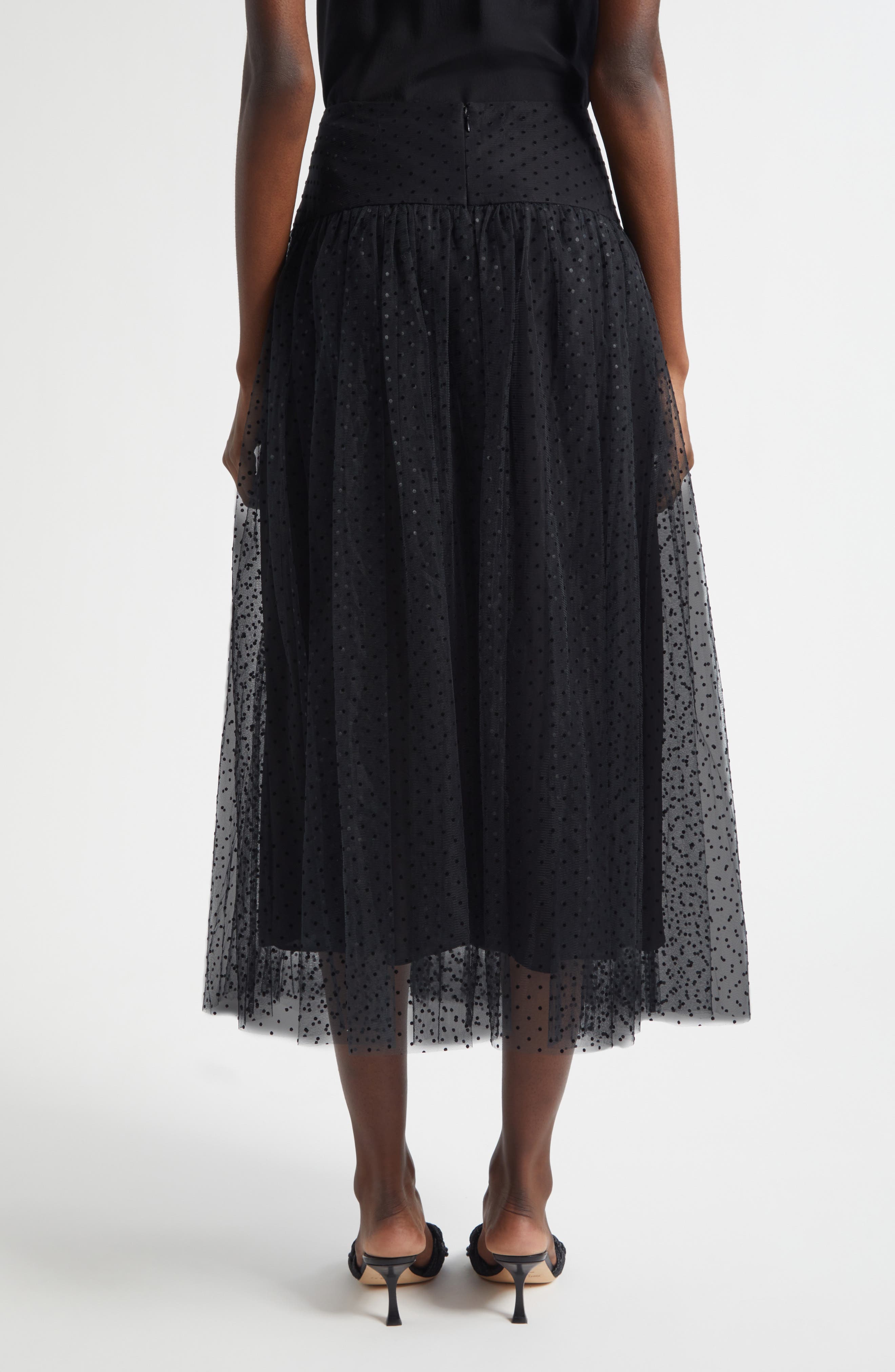 Flocked Dot Tulle Midi Skirt (Women) | Nordstrom