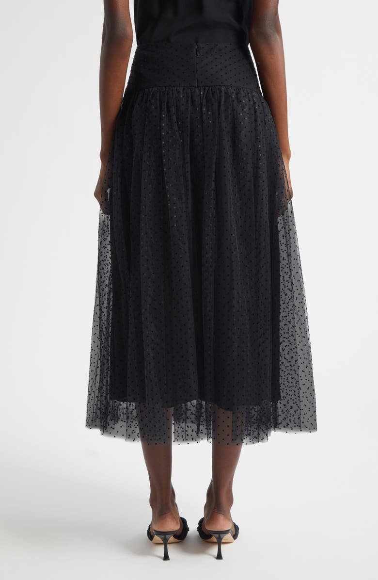 Zimmermann Flocked Dot Tulle Midi Skirt, Alternate, color, Black