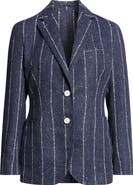 Eleventy Stripe Slubby Linen Blend Jacket
