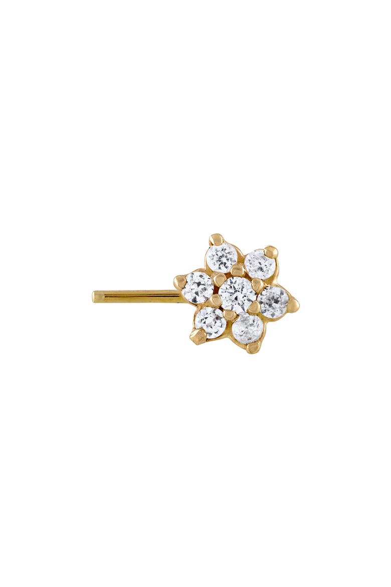 10K Gold CZ Flower Nose Ring, Main, color, YELLOW GOLD