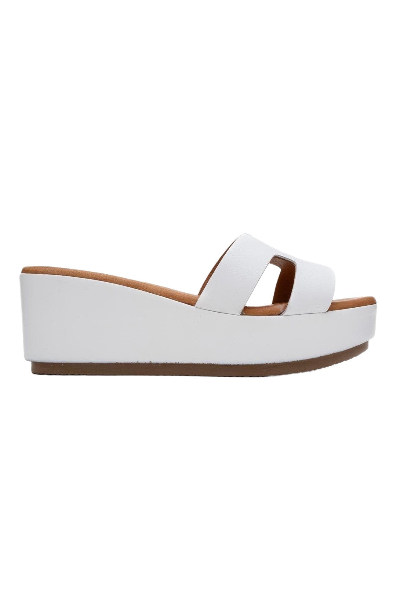 Forever 
Always Shoes Lia Leather Platform Sandal, Alternate, color, White Leather