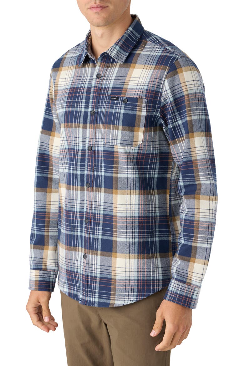 Winslow Plaid Flannel Button-Up Shirt, Alternate, color, NAVY