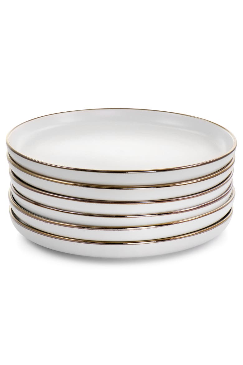 Arthur 6 Piece Stoneware Dinner Plate Set, Alternate, color, White