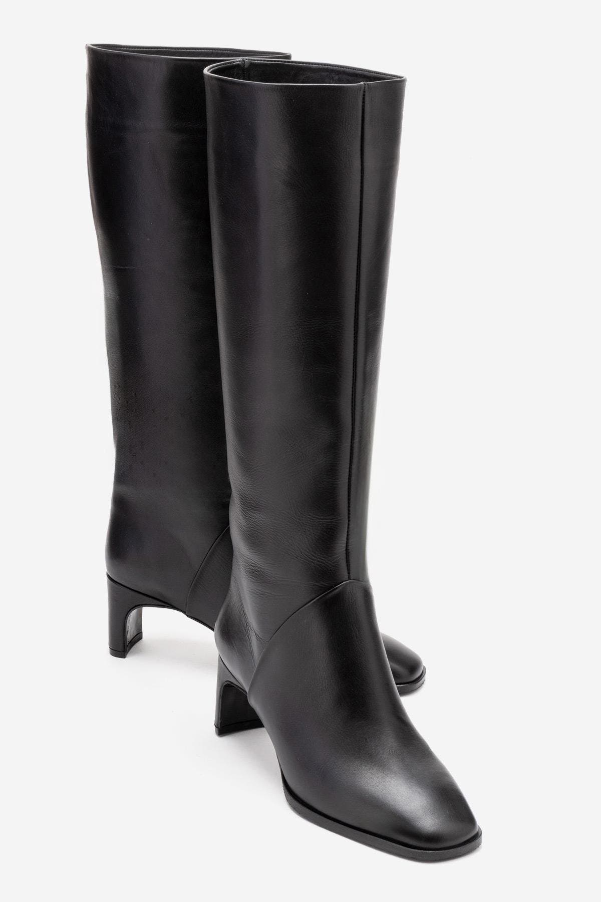 Forever & Always Shoes Taly Leather Block Heel Knee High Boot, Main, color, Black