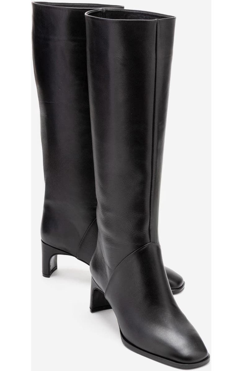 Forever & Always Shoes Taly Leather Block Heel Knee High Boot, Main, color, Black