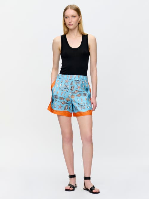 Callas Milano Juvia Seashell-print Silk Shorts In Blue