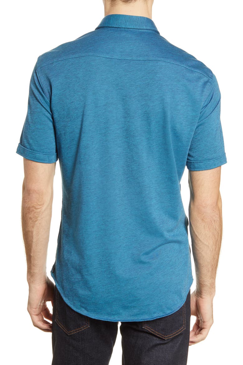 Robb Slim Fit Jersey Short Sleeve Sport Shirt, Alternate, color, BLUE