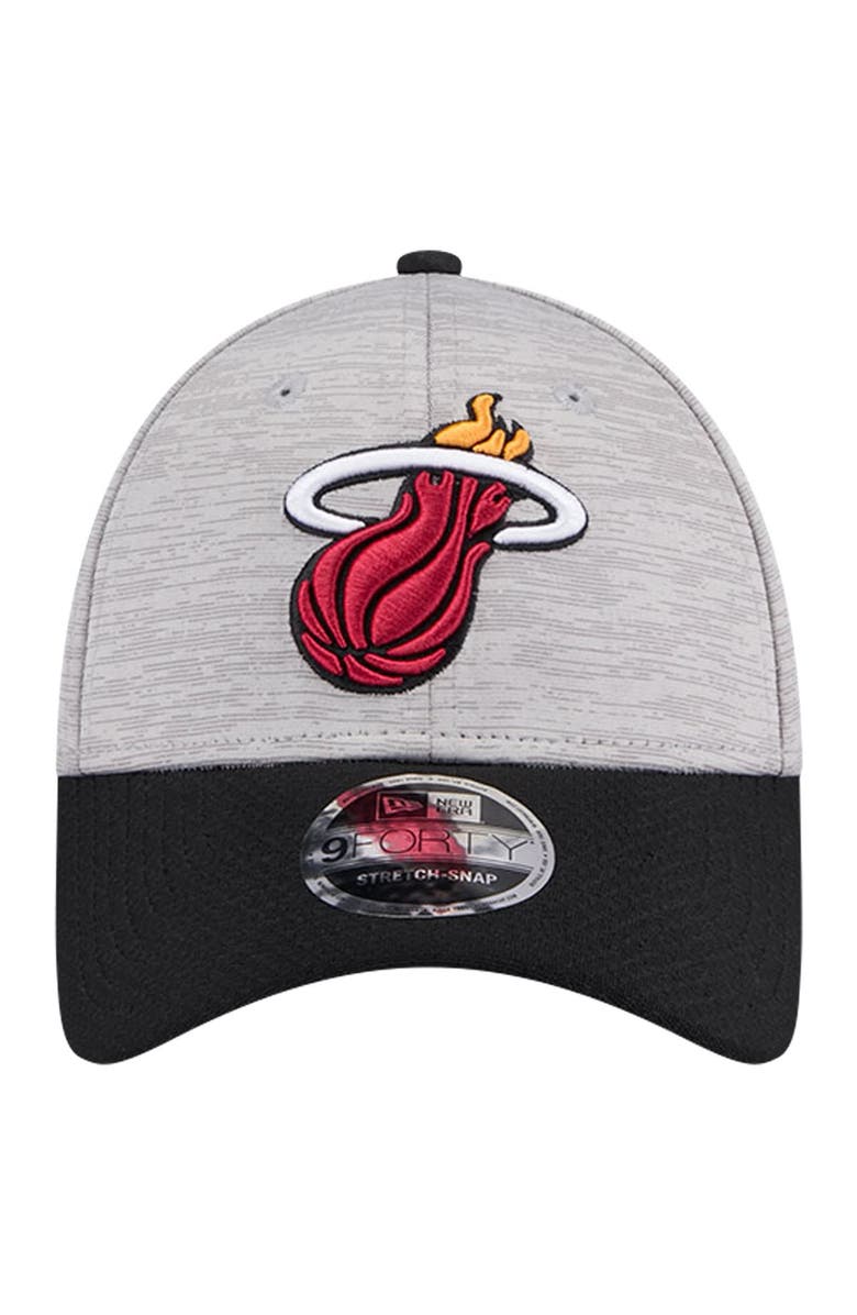 New Era Men's New Era Heather Gray/Black Miami Heat Active Digi-Tech Two-Tone 9FORTY Adjustable Hat, Alternate, color, Heather Gray