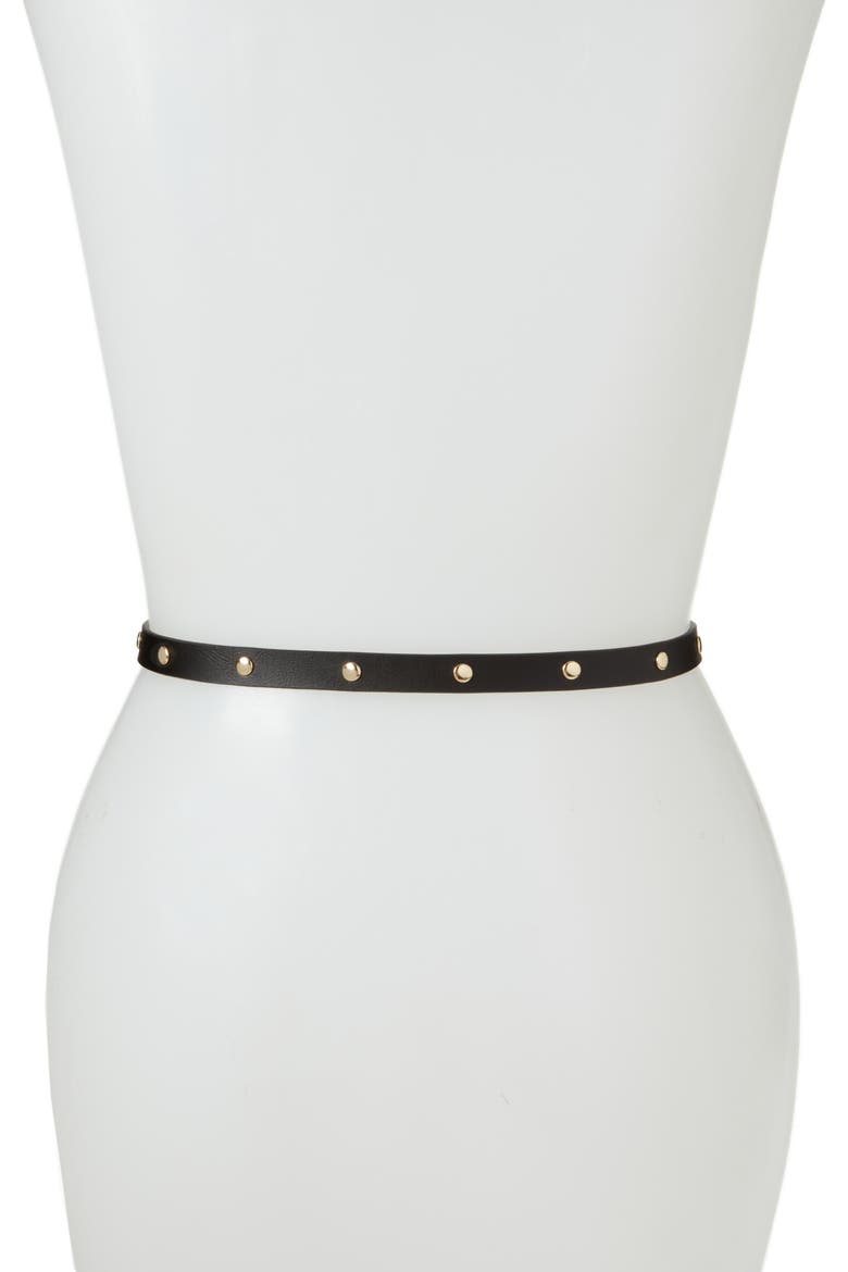 Studded Skinny Belt, Alternate, color, BLACK