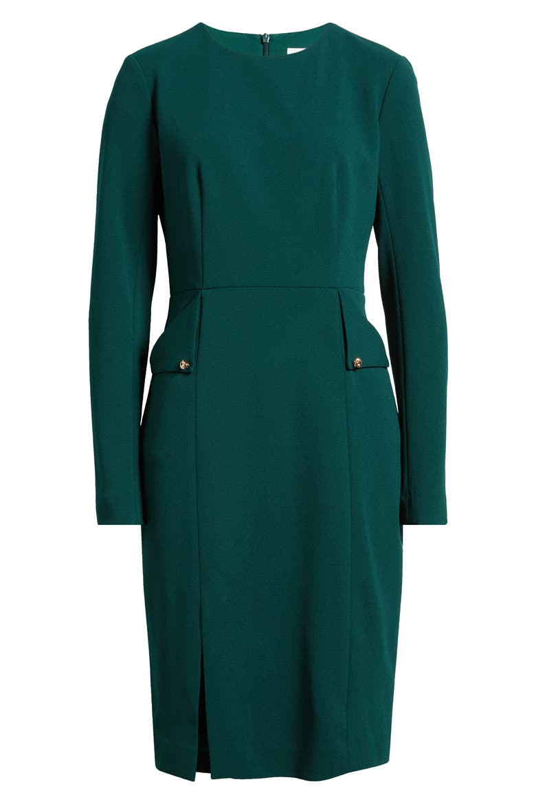Long Sleeve Pocketed Sheath Dress, Alternate, color, HUNTER