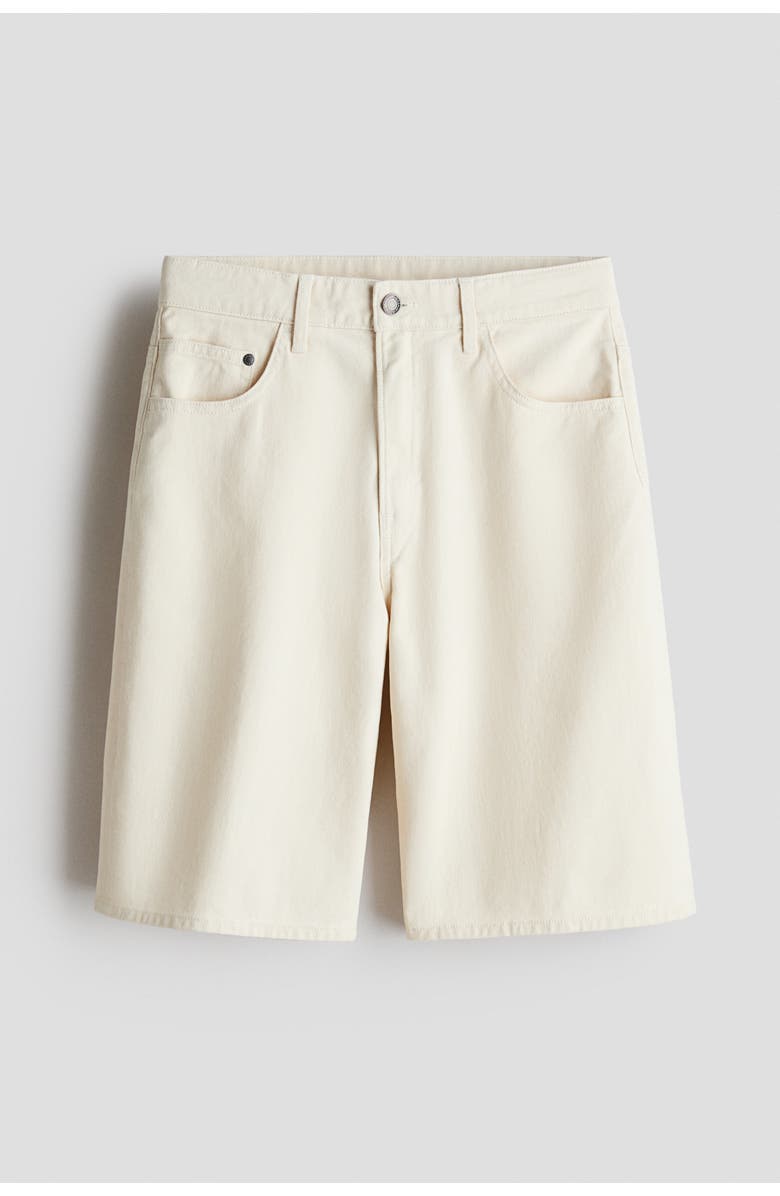 H&M Loose-fit Twill Shorts, Main, color, Cream