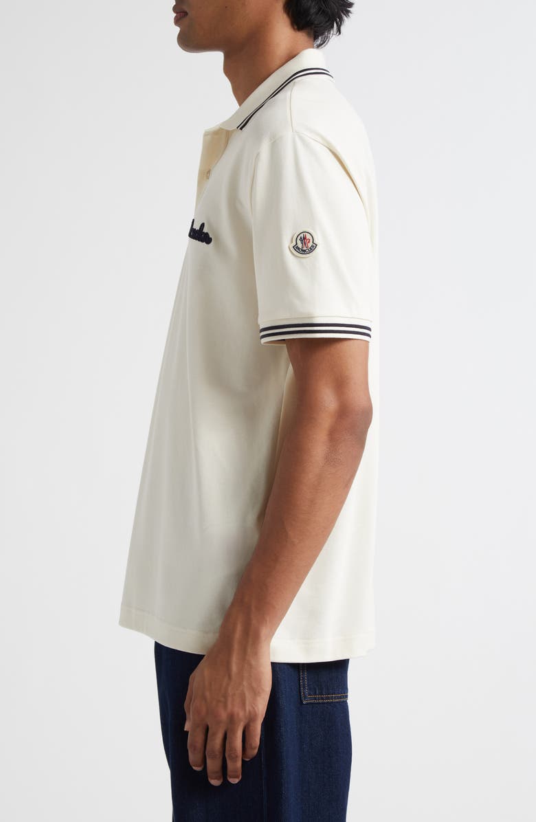 Moncler Tipped Piqué Polo, Alternate, color, Antique White