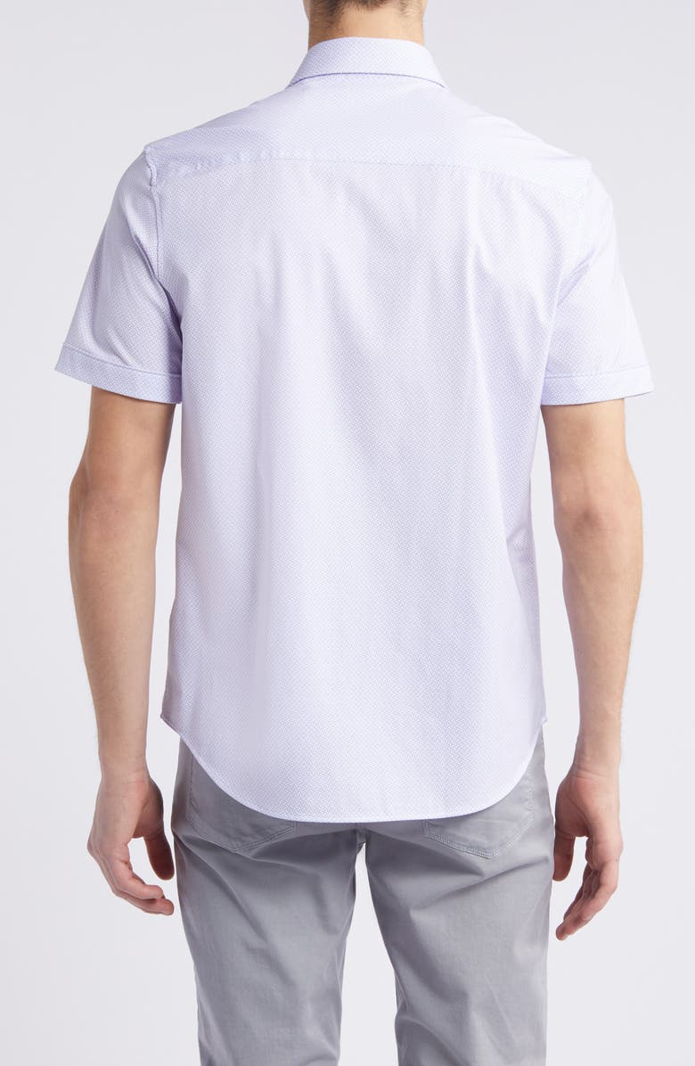 Bugatchi Miles OoohCotton<sup>®</sup> Serpentine Print Short Sleeve Button-Up Shirt, Alternate, color, Pink/Blue