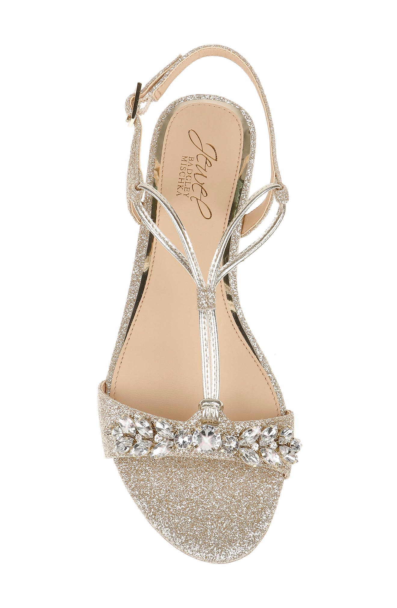 Badgely Mischka Paulina Embellished Sandal, Alternate, color, LIGHT GOLD GLITTER