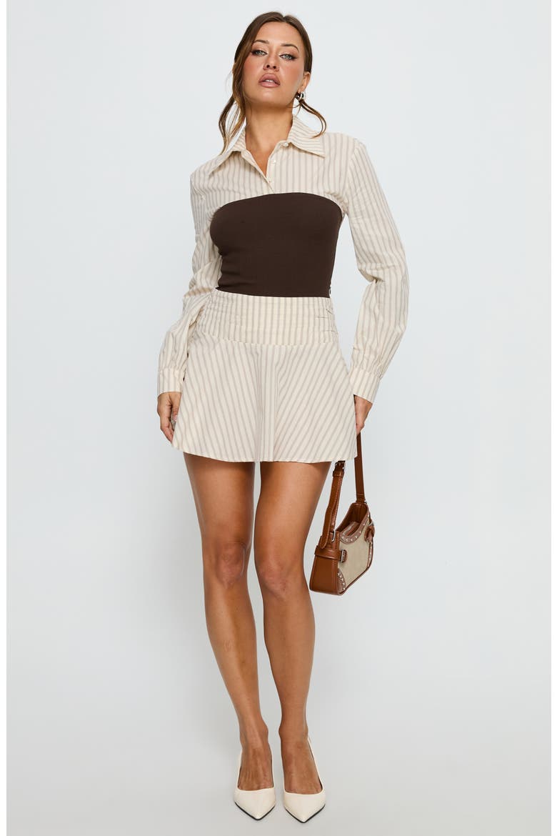 Belva Layered Corset Minidress, Alternate, color, BROWN STRIPE