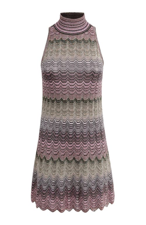 Missoni High-neck Sleeveless Zig-zag Patterned Dress In Multicoloured 1