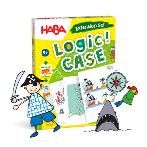 Logic Case Extension Set Pirates for Ages 5+ Travel Games, Flash Cards for Kids, Brain Teaser Puzzle Games & Cool Card Games for Kids
