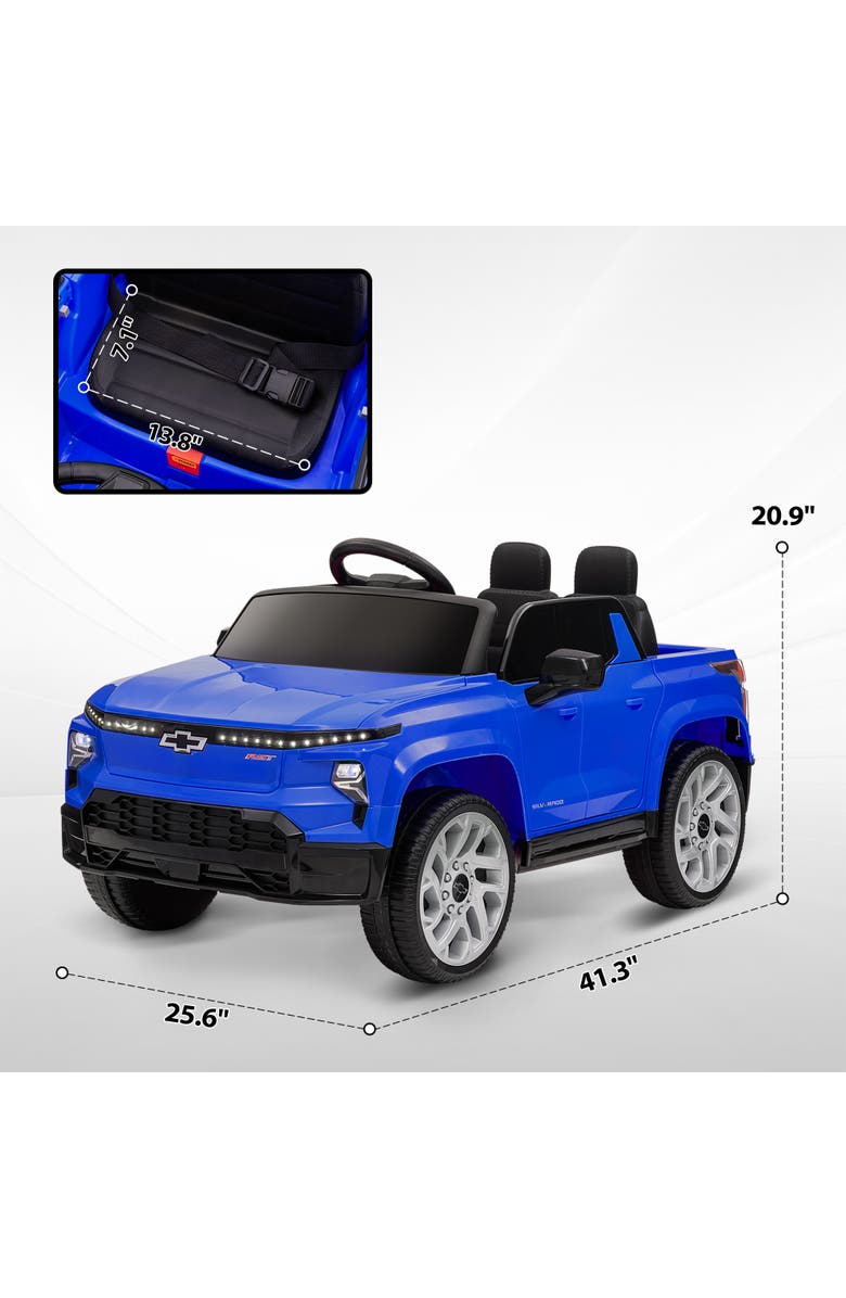 Qaba Chevrolet Silverado EV RST 12V Kids Electric Car w/ Remote, Alternate, color, Blue