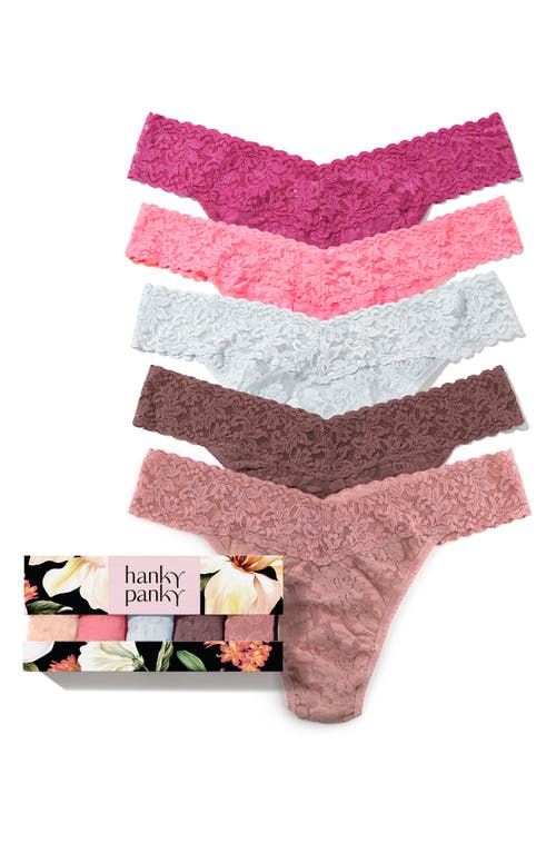 Hanky Panky Assorted 5-pack Lace Original Rise Thongs In Multi