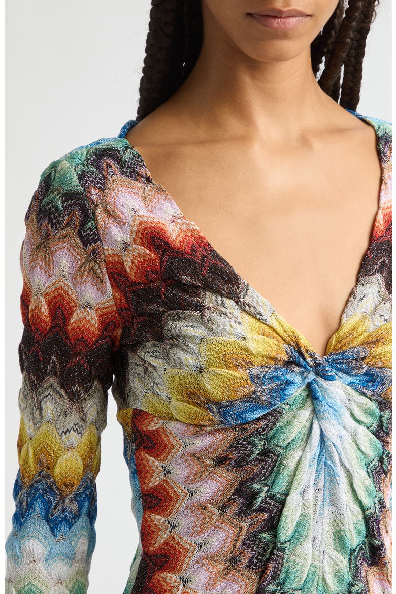 Lace Motif Lamé Long Sleeve Body-Con Minidress, Alternate, color, MULTICOLOR ON BLACK BASE