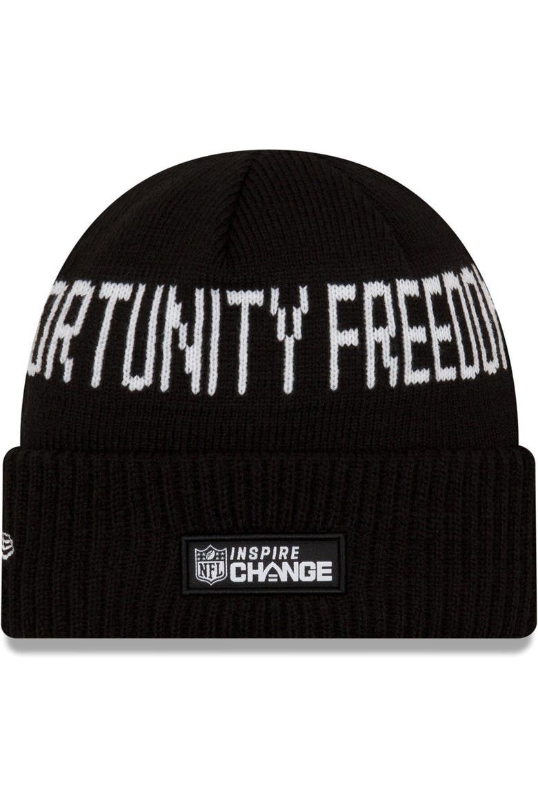 Men's New Era Black Tampa Bay Buccaneers Team Social Justice Cuffed Knit Hat, Alternate, color, Black