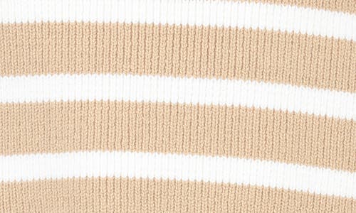 Rain And Rose Striped Cap Sleeve Sweater In Beige