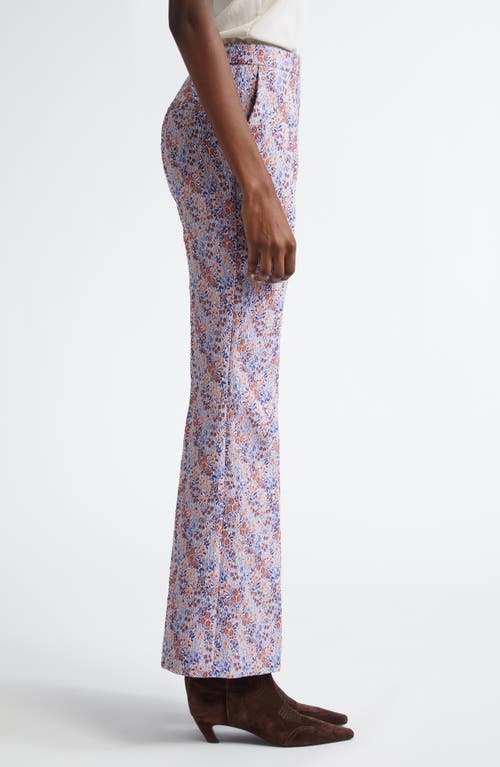 Etro Fiorellino Lace Jacquard Flare Trousers In Multicolor Azure Base