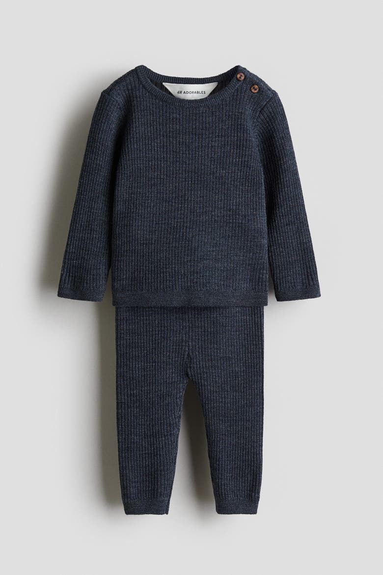 2-piece Merino Wool Set, Main, color, Navy blue