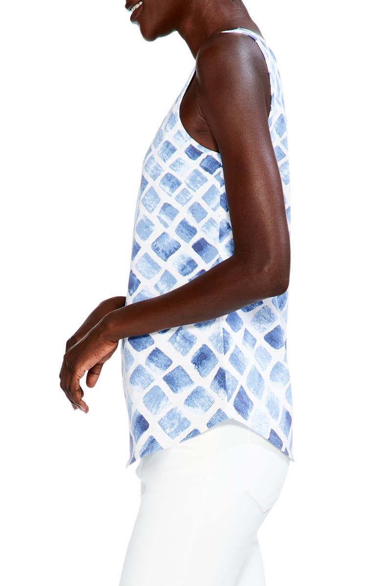 NIC+ZOE Stonefall Shirttail Hem Stretch Cotton Tank, Alternate, color, Blue Multi