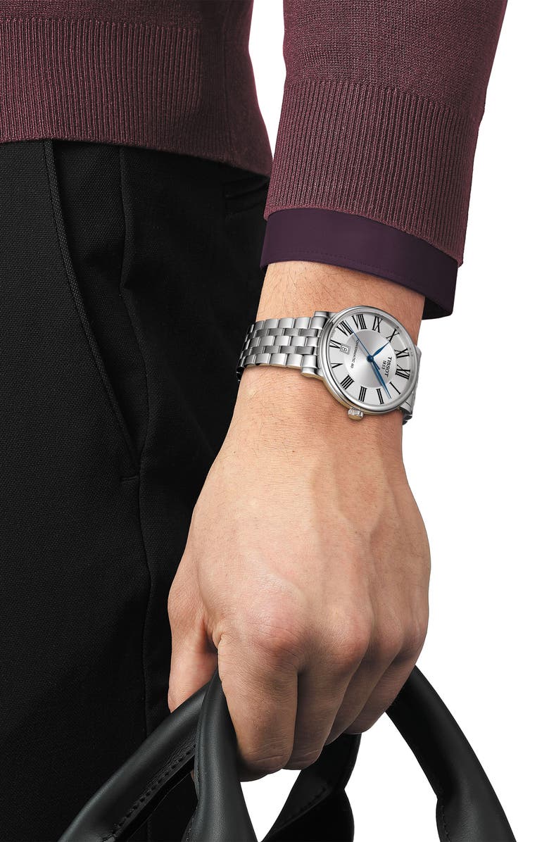 Tissot Carson Premium Powermatic Bracelet Watch, 40mm, Alternate, color, Silver