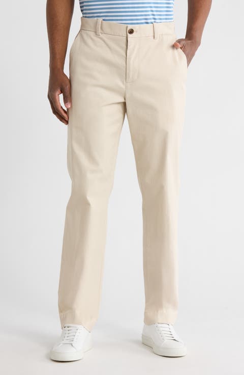 Stretch Cotton Twill Straight Leg Chino Pants
