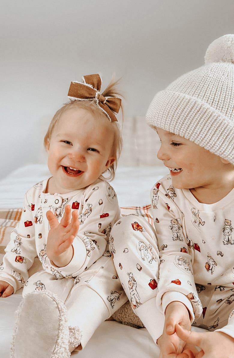 L'ovedbaby Adventure Paddington Organic Cotton Zip Romper, Alternate, color, Adventure Paddington