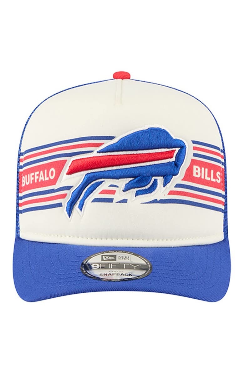 New Era Men's New Era Cream/Royal Buffalo Bills Banner A-Frame 9FIFTY Trucker Snapback Hat, Alternate, color, Cream
