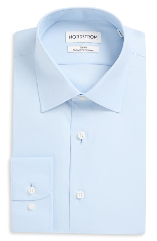 Nordstrom Trim Fit Solid Premium Performance Dress Shirt In Blue Skyway