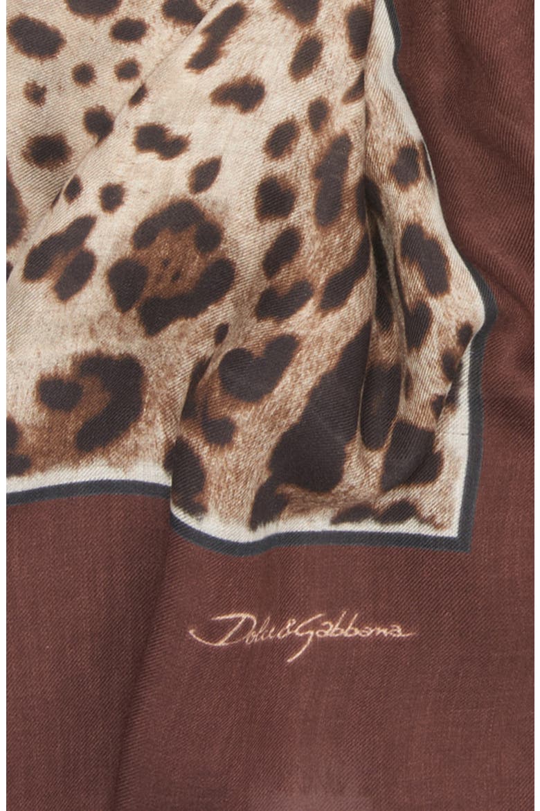 Leopard Print Signature Border Scarf, Alternate, color, LIGHT BROWN PRINT