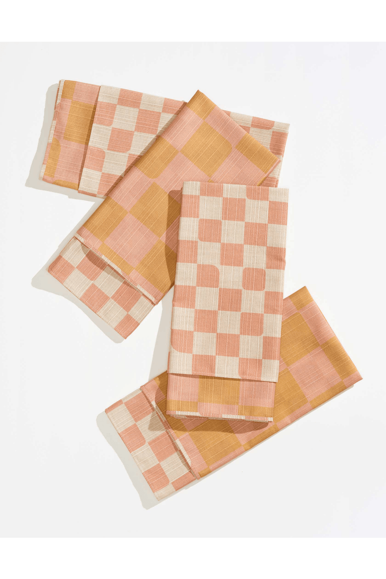 Checker Dinner Napkins - Quiet Season Set of 4, Main, color, ROSEWOOD