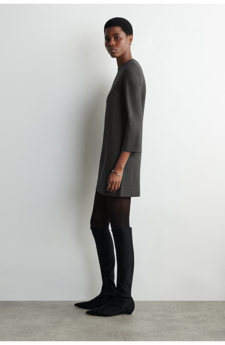 COS Tailored Jersey Mini Dress, Alternate, color, Dark Gray