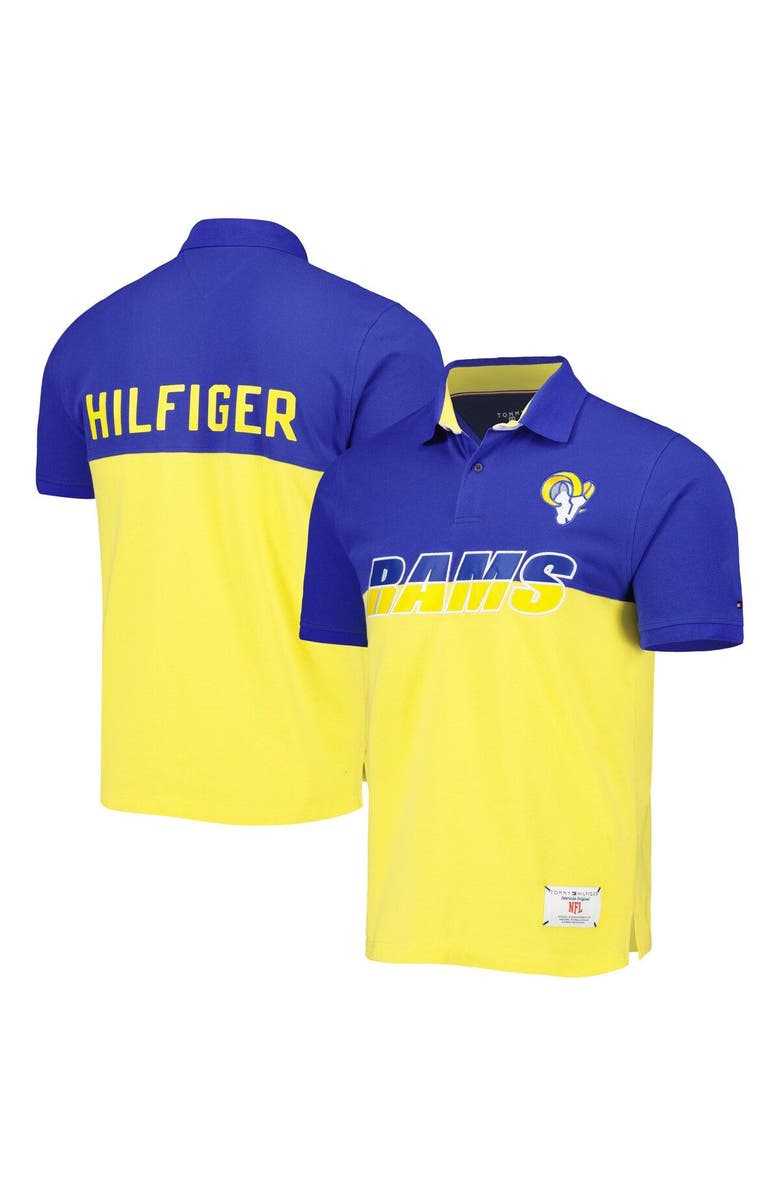 Tommy Hilfiger Men
s Tommy Hilfiger Gold/Royal Los Angeles Rams Color Block Polo, Main, color, Gold